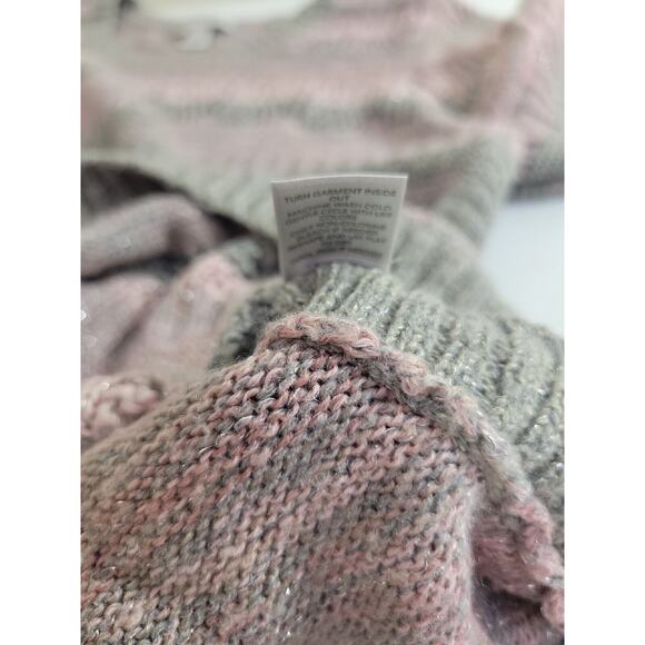 Christopher & Banks Pink Striped Metallic Knit Pullover Sweater Womens SZ Large - Picture 9 of 9
